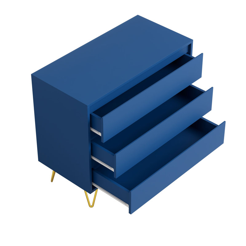Almaas 81.5cm W 3 - Drawer Chest of Drawers, Navy