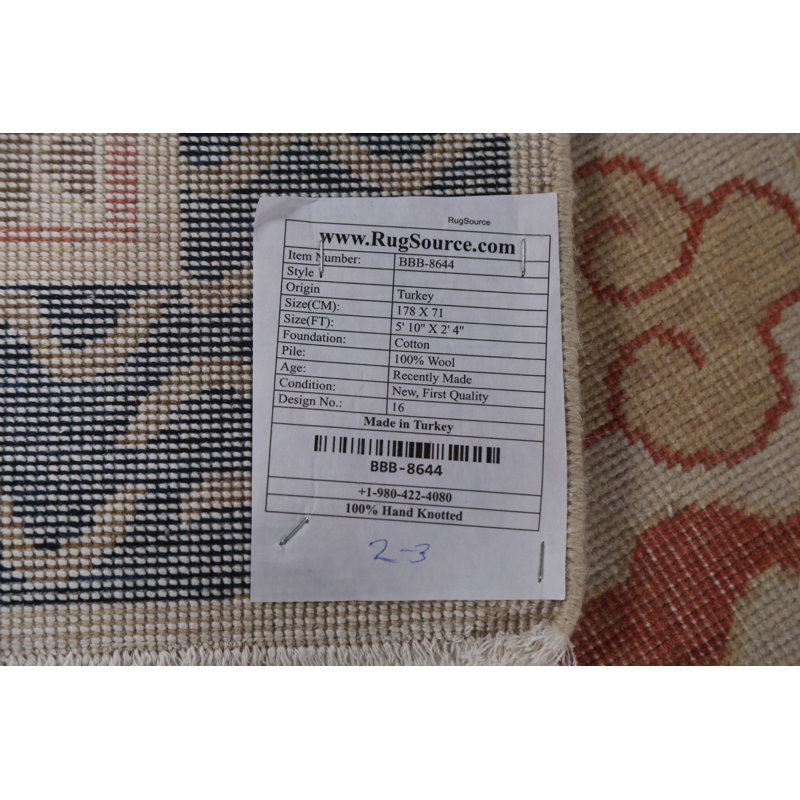 One-of-a-Kind 2'4" X 5'10" Runner Wool Area Rug in Ivory