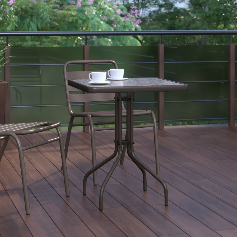 Table carrée en verre trempé Amlie, Transparent/bronze, H 28 po x l 23,5 po x P 23,5 po
