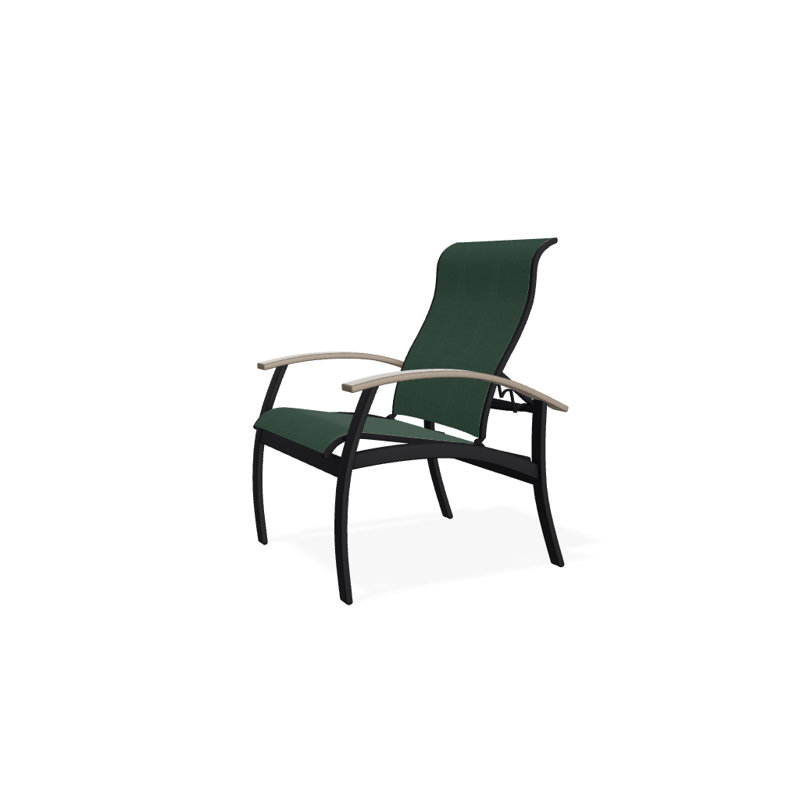 Chaise de patio Askar, Désert, Vert forêt 22D Sunbrella® vert, Noir texturé