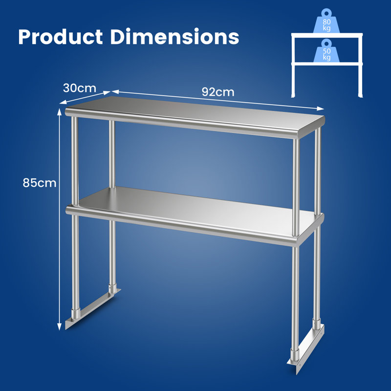 Stainless Steel Shelving Unit, 85" H x 122" W x 30" D