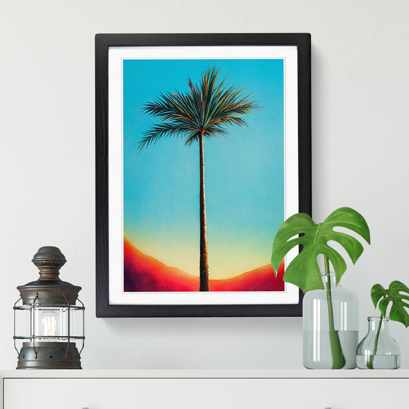 Watercolour Palm Tree Vol.1 1 Piece Single Picture Frame Wall Art, 34cm H x 25cm W x 2cm D, Walnut