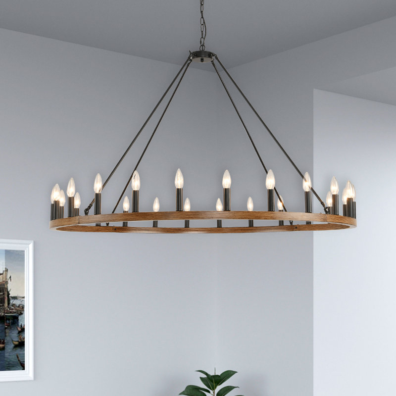 Shelbea 24 - Light Wagon Wheel Chandelier