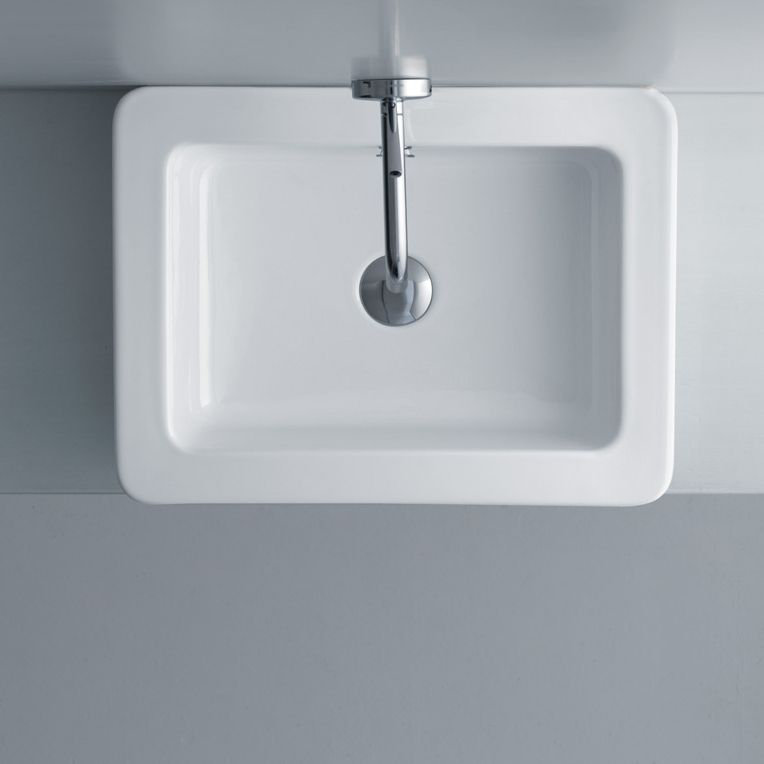 Lavabo de salle de bain vasque rectangulaire en céramique blanc avec trop-plein Ego
