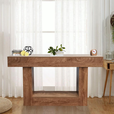Console de 63 pouces de style campagnard pour le vestibule, canapé en bois mince derrière le canapé avec rangement, mobilier de couloir rustique pour vestibule, entrée, salon
