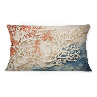 Pink And White Coastal Coral Collage I - Coastal Coral Under Water Printed Pillow