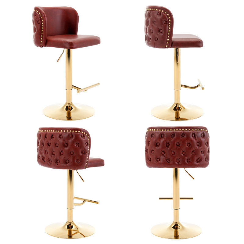 Ensemble de 4 tabourets de bar Modern, Noyer / doré