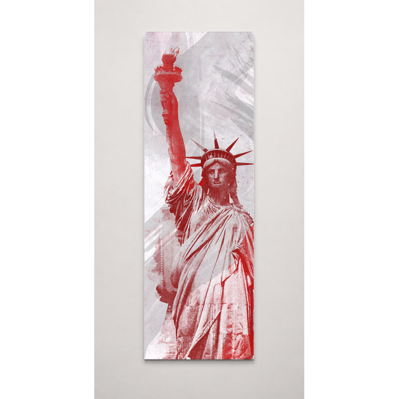 Statue de la Liberté, art graphique sur toile rouge, 12" W x 36" H
