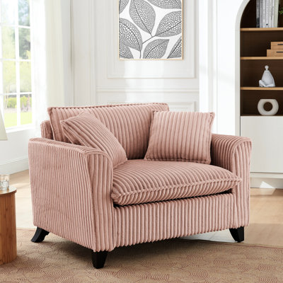 Chaise paresseuse rose avec coussin d'assise rembourré en éponge élastique, revêtement en velours côtelé et structure en bois ergonomique, confortable pour le balcon de la chambre à coucher