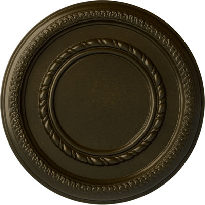 Endurathane Federal Roped Small Ceiling Medallion, 12 5/8"OD x 1 1/8"P (Fits Canopies up to 6"), Hand-Painted Green Gold Finish