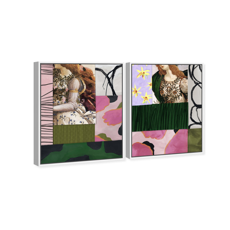 Ensemble de 2 toiles abstraites « Déesse des fleurs » d'Oliver Gal, 46"H x 37"W Set of 2, White Frame