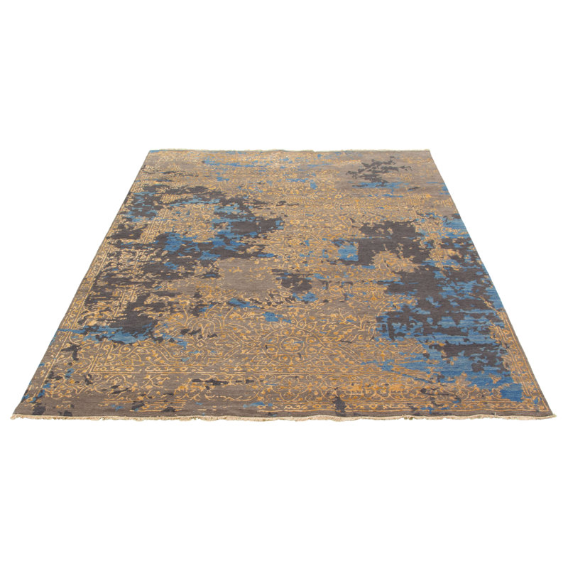 Tapis décoratif en laine de conception unique 8 pi x 10 pi 2 po noué à la main New Age