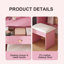 Miroir de coiffeuse 3 couleurs à DEL avec tabouret, coiffeuse rose pour la chambre à coucher, 2 tiroirs et 5 armoires de rangement (4 ouvertes + 1 cachée), éclairage réglable (rose)-2136749680