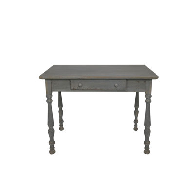 Wood Writing Desk With Turned Legs And Drawer