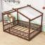 Structure de lit en bois avec clôture et lattes Dorset-67699459-67699457