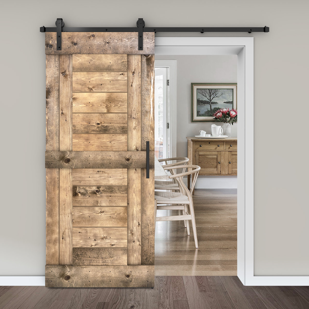 Manufactured Wood Paneled Barn Door with Installation Hardware Kit LDB_BUILDING Finish/Color: White, Size: 42 x 84