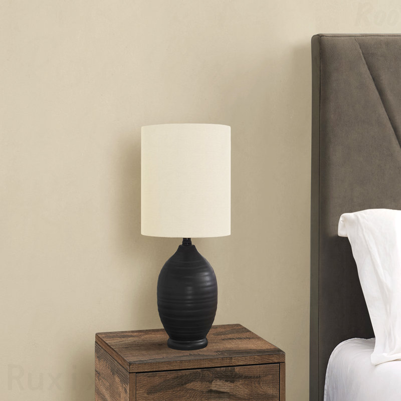 Table Lamp - 17"H, Black Ceramic Material