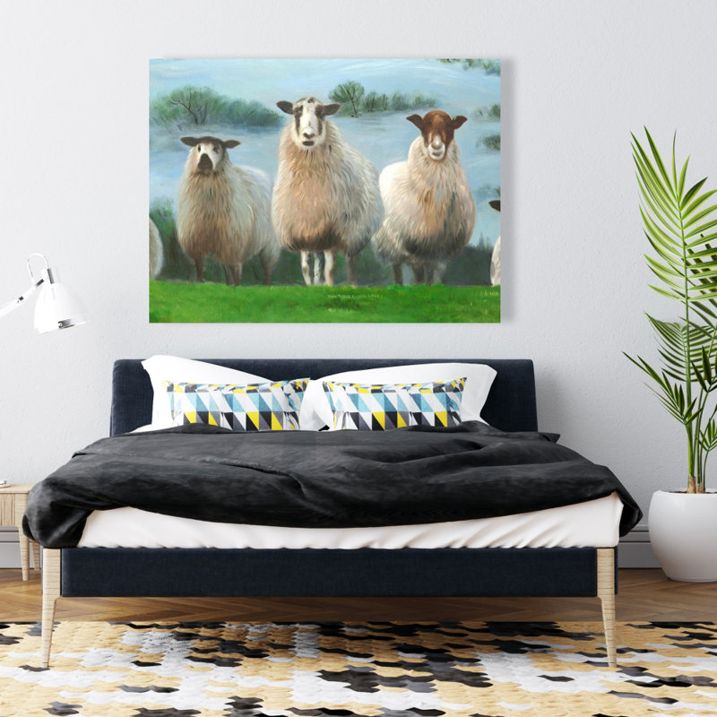 Troupeau de moutons - Toile rustique pour animaux de la ferme