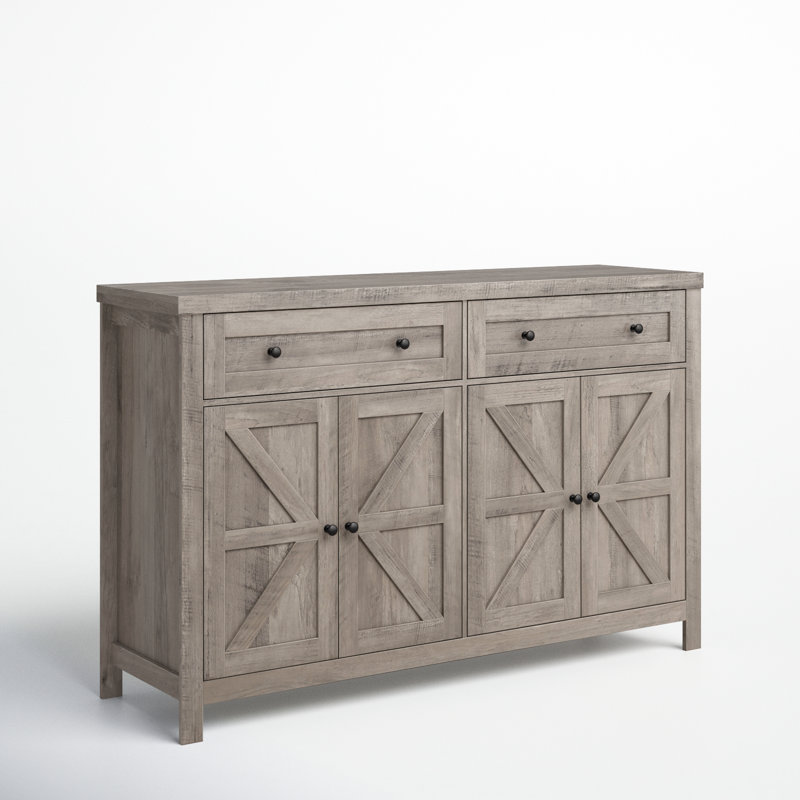 Buffet moderne 55,1 "avec crédence et armoires de rangement Zosia, Gris rustique