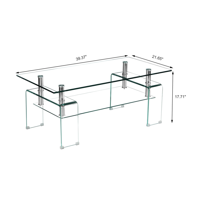 Table basse de salon en verre transparent Modern