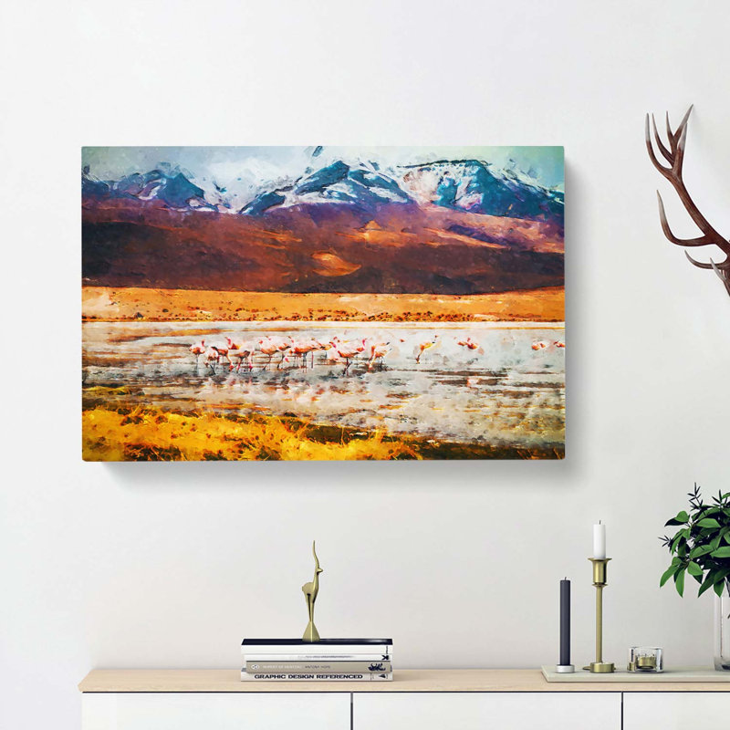 Flamingo Lake in Bolivia in Abstract - Wrapped Canvas, 35cm H x 50cm W x 3cm D