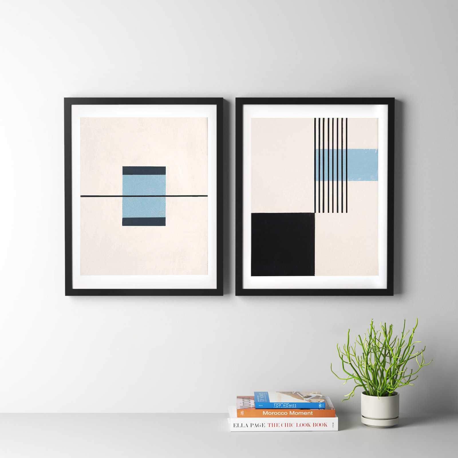 Black and Blue 2-Piece Print Set, Black, 20" H x 16" W x 1.25" D