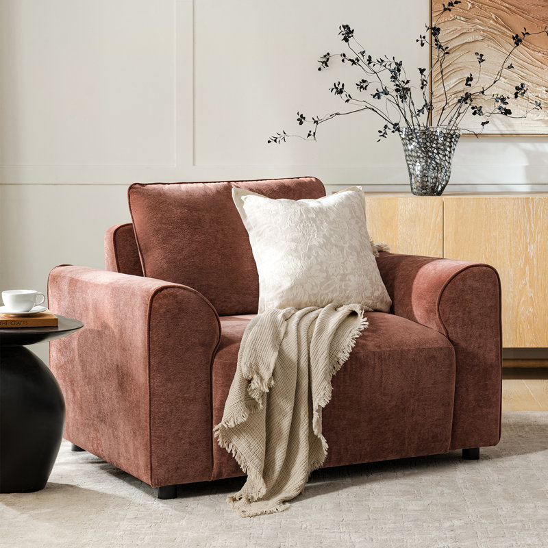  Fauteuil surdimensionné moderne avec accoudoirs l 48 po Bernice, Rouille, 1