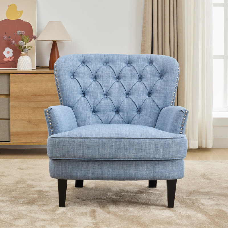Parmelee Upholstered Accent Chair, Light Blue Polyester