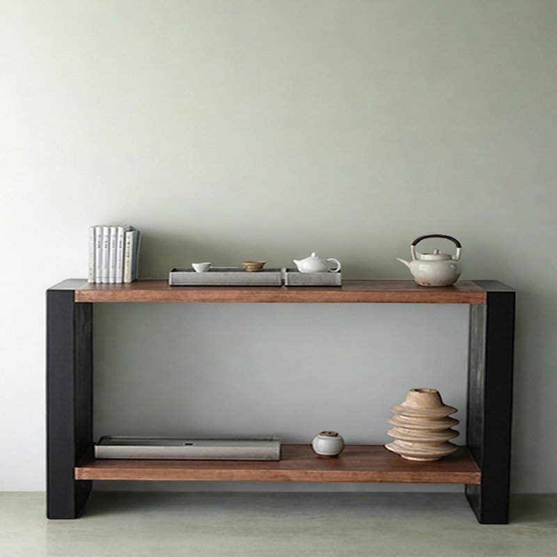 Console Mid-Century moderne en bois massif, H 33,5 po x l 78,7 po x P 13,8 po