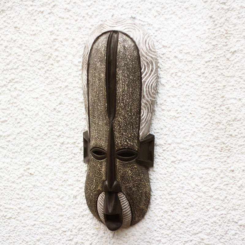 Décoration murale masque de bois africain «Mercorable Face»