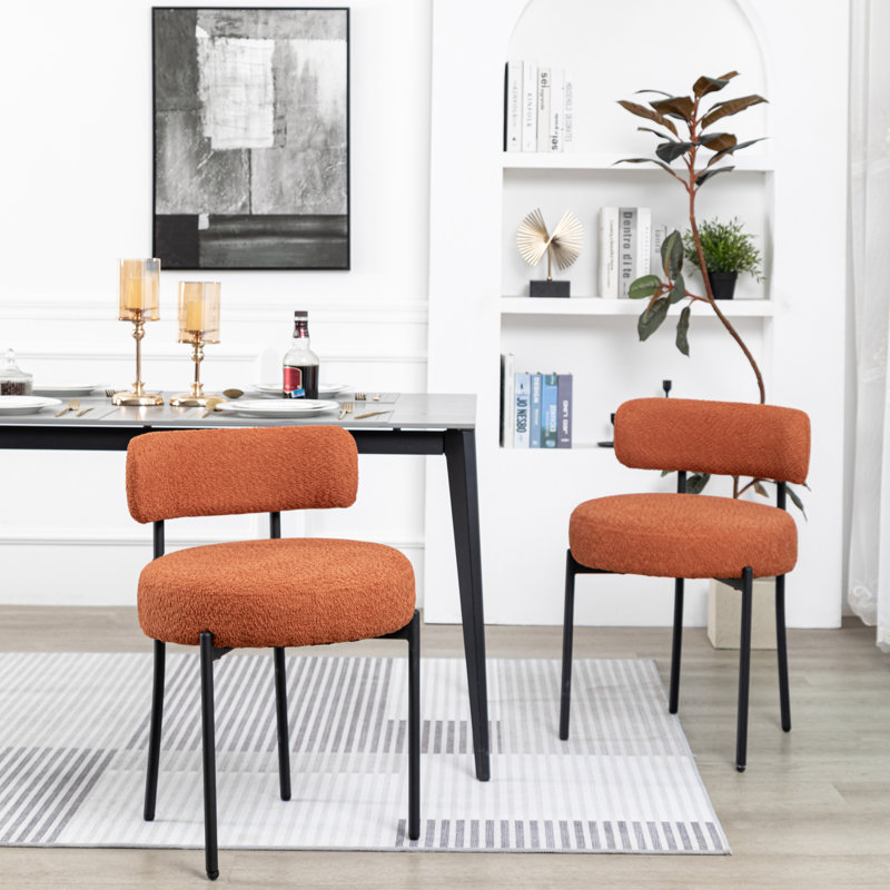 Nattalee 75.95cm H Upholstered Metal Side Chair, Orange