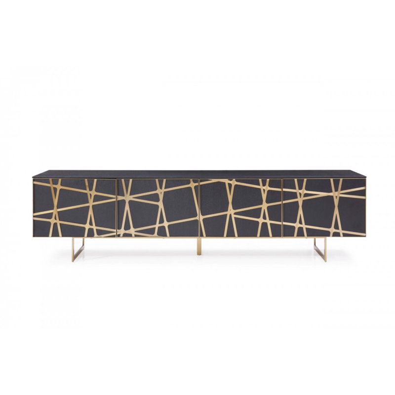 Kilson Unfinished TV Stand for TVs up to 88", Black/Gold