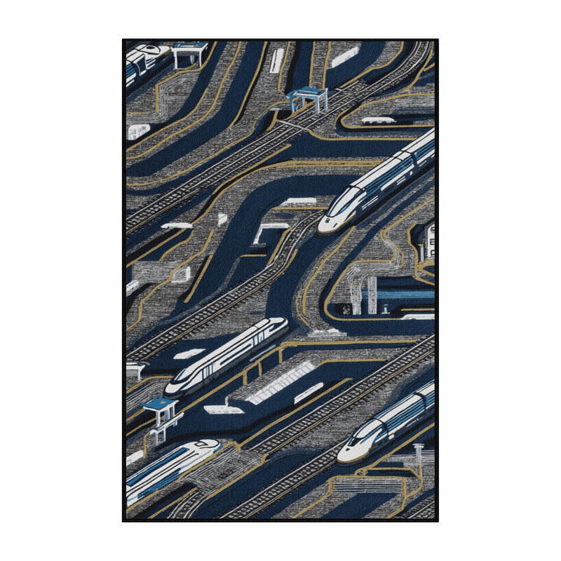 Tapis de transport gris lavable à la machine, Rectangle 7 pi x 9 pi