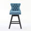 Tabourets de bar pivotants en velours avec décoration capitonnée à boutons et pieds en bois, garniture cloutée chromée, chaises de bar style loisirs, tabourets de bar, ensemble de 2-851014780