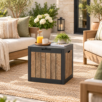 22" D X 17" W Weather Resistant Resin Deck Box with Cherry Wood Finish