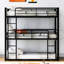 Lit superposé triple en métal noir - Rails et lit simple fonctionnel peu encombrant-1625770660