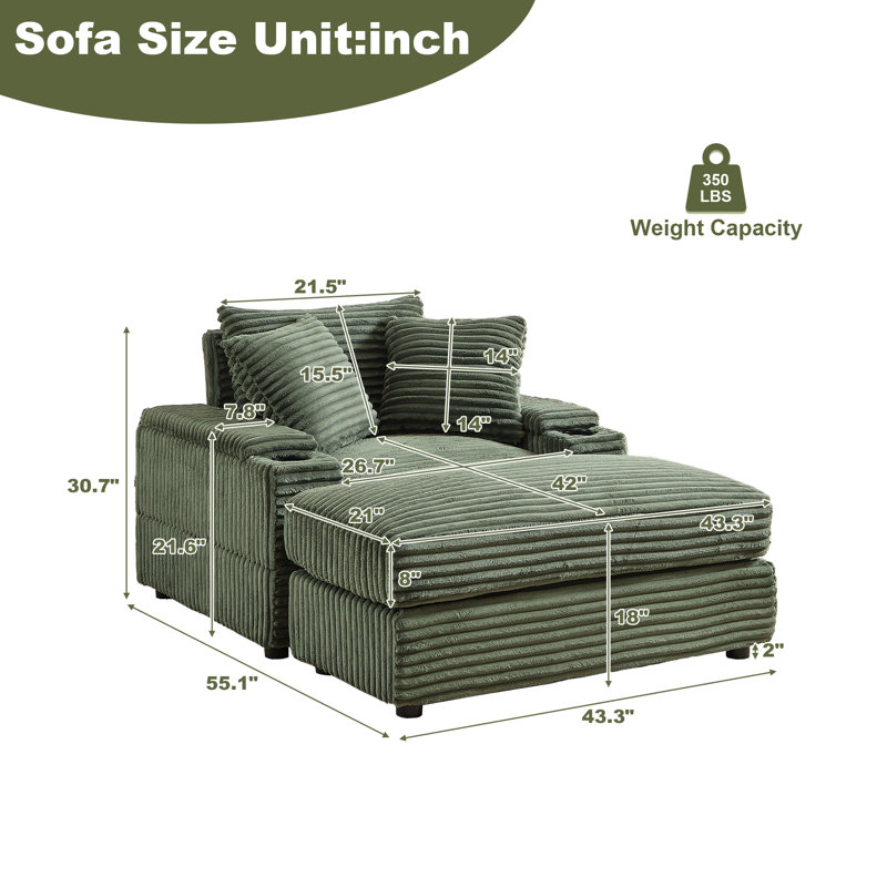 Chaise longue Janar, Green