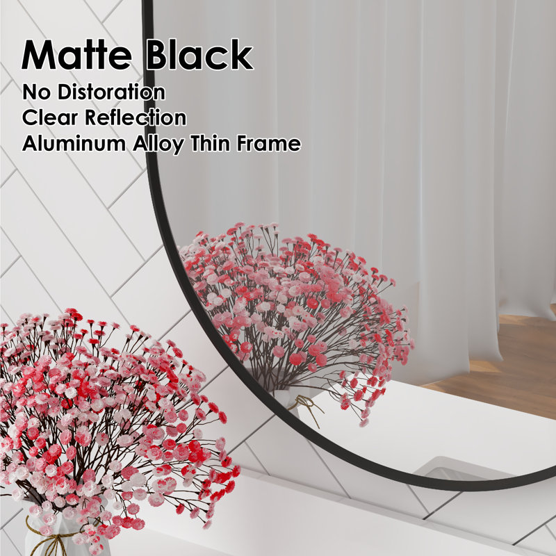Miroir de salle de bain mural, 32 po x 20 po, Noir mat