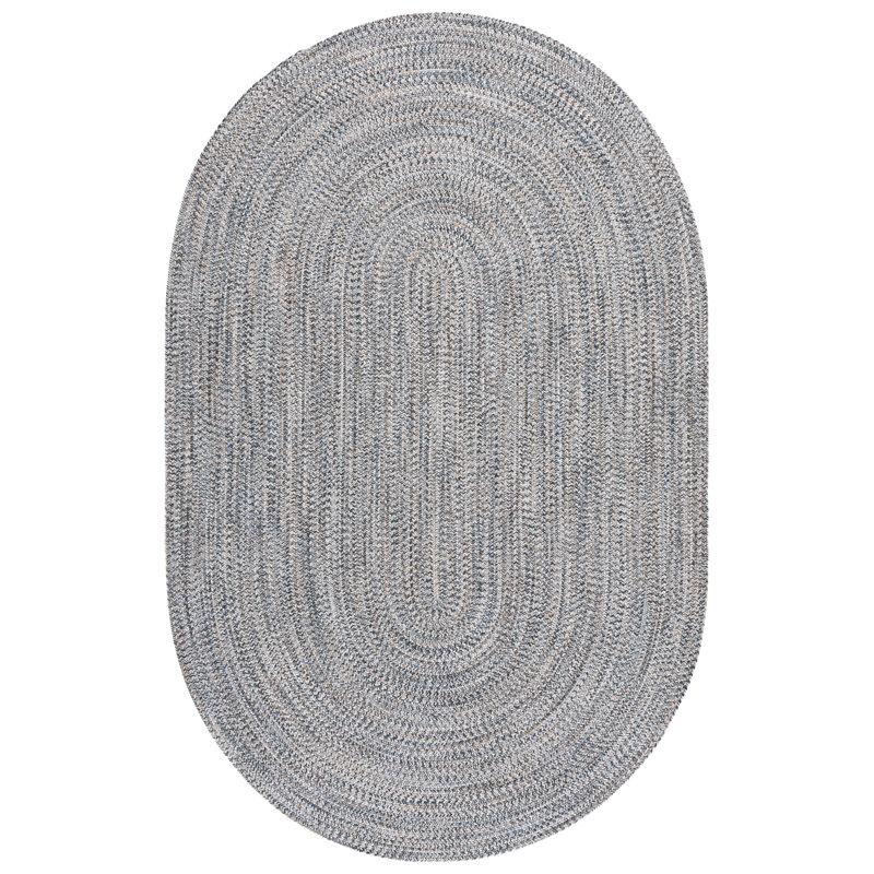 Braided Hand Loomed Performance Solid Color Indoor Indoor/Outdoor Area Rug, Oval 5' x 8'