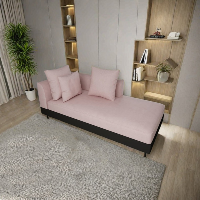 Chaise longue simple en éponge de style moderne, Rose, Orienté à gauche (vu de face)