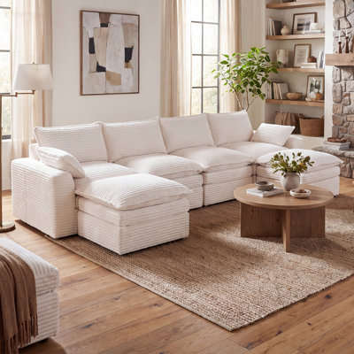 Modular Sofa Set: Extra-large U-shaped Frameless Sofa With Footstool, No Assembly Required