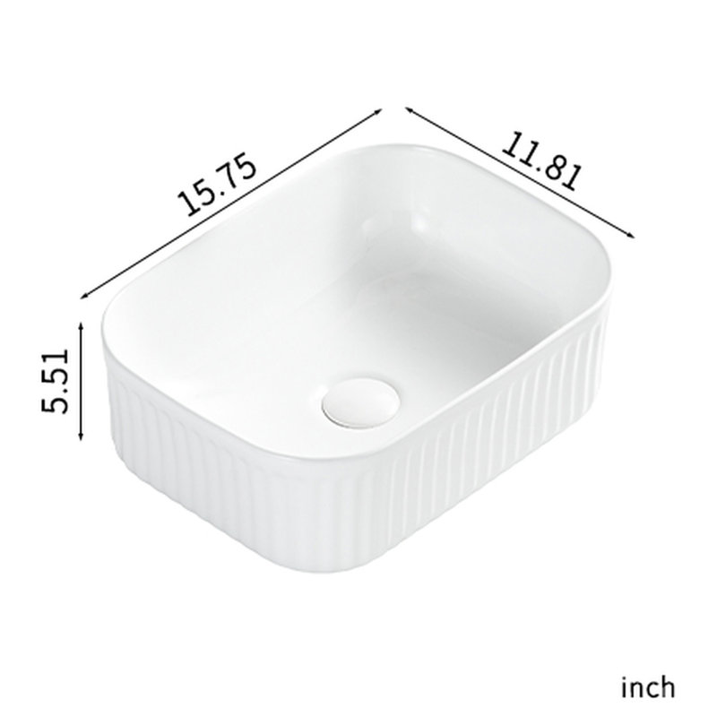 American Style Milk White Rectangle Bathroom Vanity Sink Above Counter, Made Of Ceramic, Non - Porous Surface For Stubborn Stains Removal, Small Scratches , 15.37 In Depth, 11.56 Width, 5.44 Height
