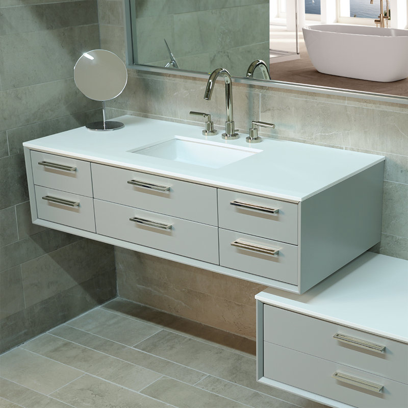 Gemelli 48'' W Single Bathroom Vanity Base, Gloss White