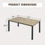 Ensemble repas pour 6 personnes avec table rectangulaire en métal, coussins inclus