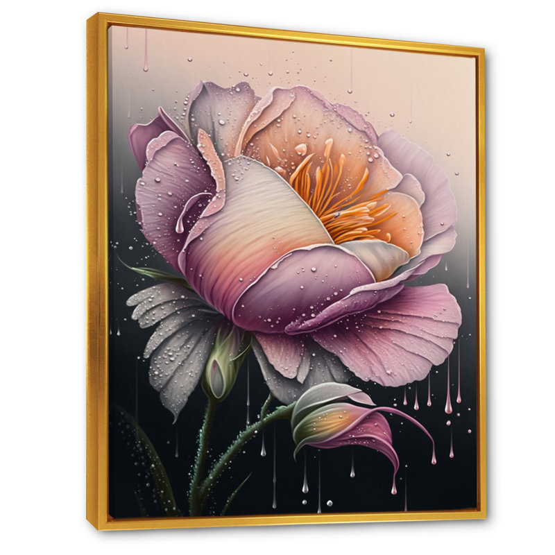 «Blooming Pink Rose Flowers», impression sur toile, H 20 po x l 12 po x P 1 po, Cadre flottant doré