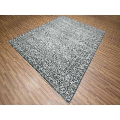 8'2"x10'2" Sonic Gray, Pre Historic 14th Century Influence, Mamluk Design, Natural Dyes, Hand Knotted, Pure Wool, Oriental Rug