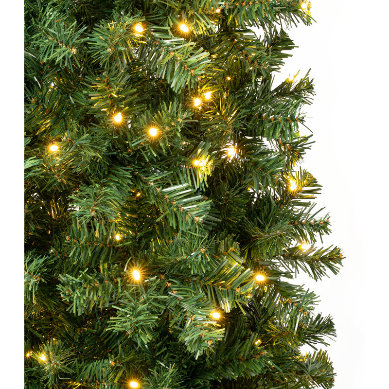 The Holiday Aisle® Pre-lit Artificial Linden Spruce Slim Wrapped Tree, 7.5'