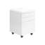 Classeur de bureau mobile blanc brillant, 3 rangements, support d'imprimante contemporain avec roulettes et décoration en stratifié