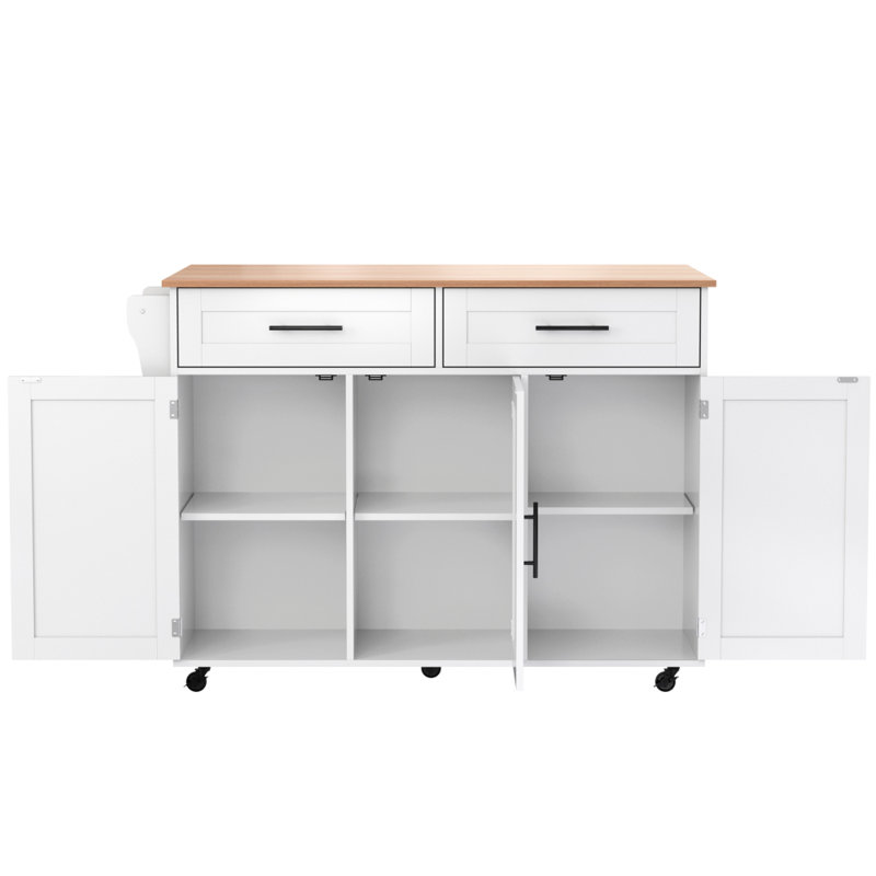 120 cm W Kitchen Island with Top, White