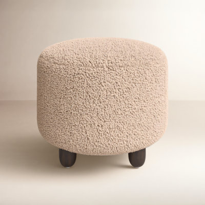Risco 23" Round Shearling Footstool Ottoman